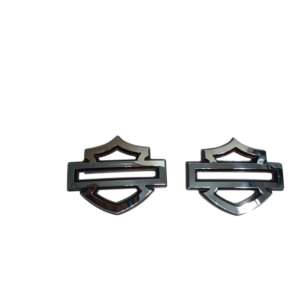 PAIR OEM chrome/blk/red Defiance bar & shield Harley-Davidson cvo touring badges - Picture 7 of 8
